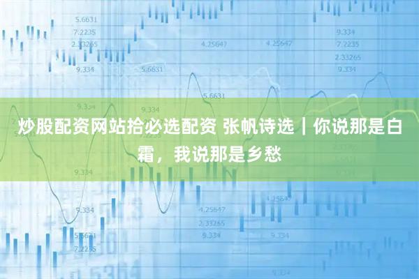 炒股配资网站拾必选配资 张帆诗选｜你说那是白霜，我说那是乡愁